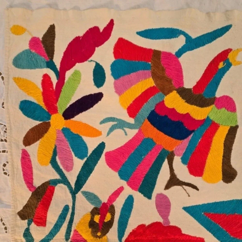 Vintage Otomi Tenango Embroidery Mexican Fold Art Textile Wall Hanging‎ 34